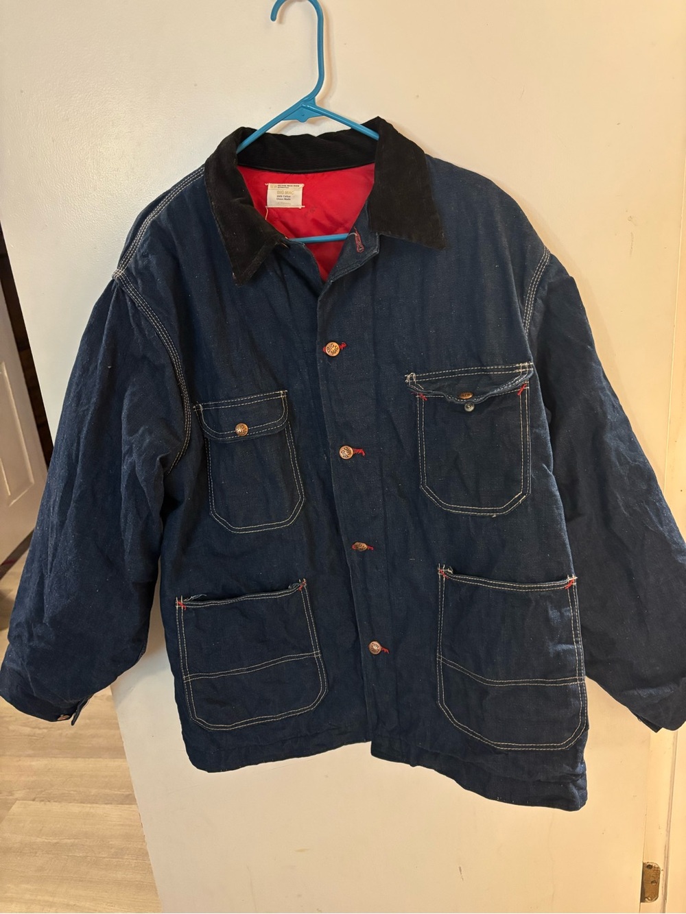BIG MAC Mens L/XL Denim Chore Jacket Blue Lined Barn Smallville Midwest Country